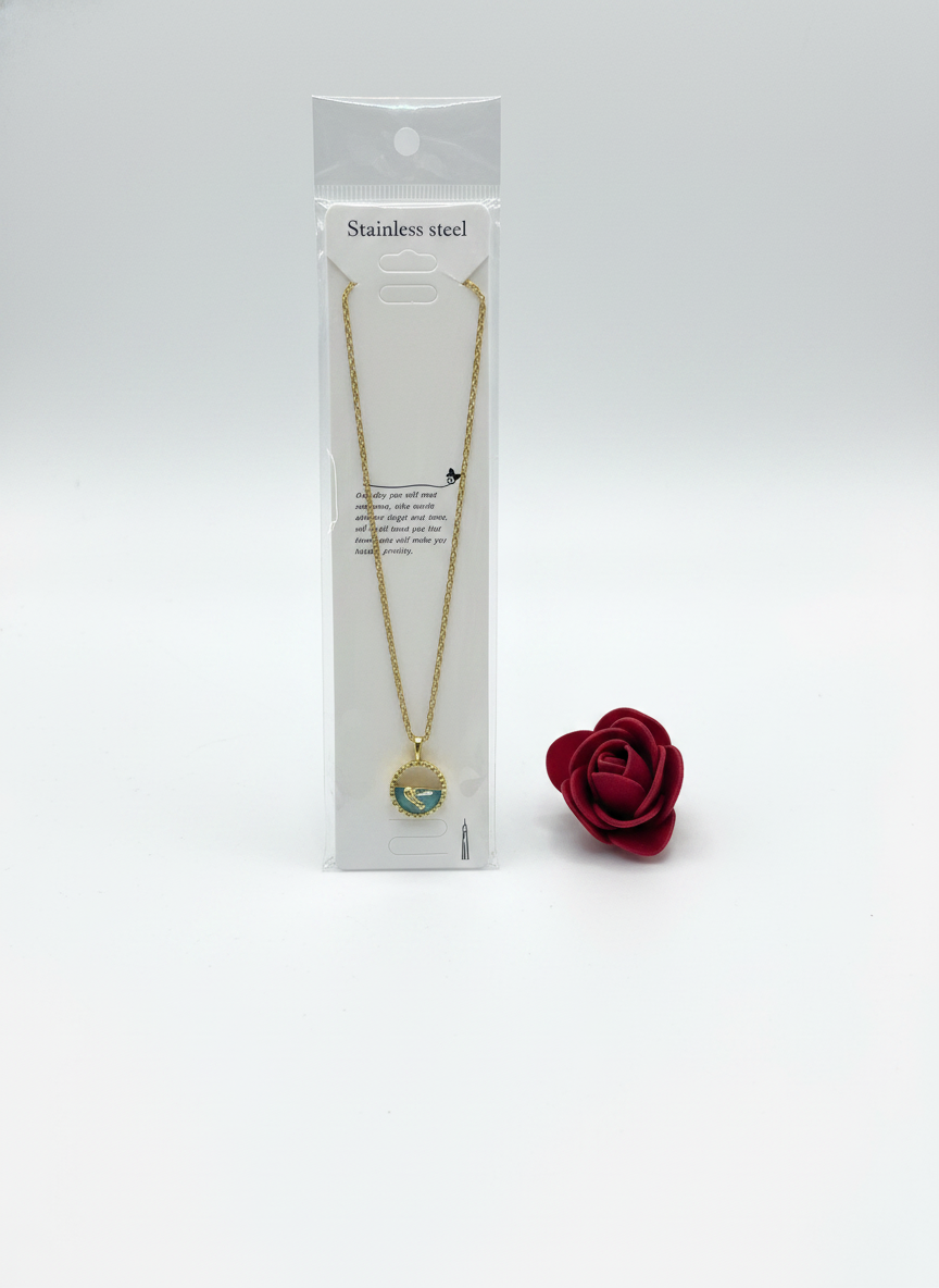 Fish & Turquoise Stone Pendant Necklace
