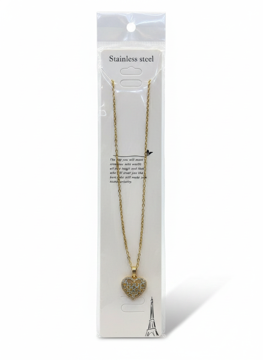 Zircon Pave Heart Pendant Necklace
